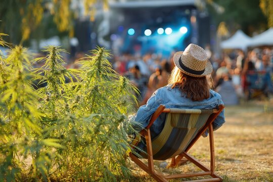 Chill Vibes: Youthful Group Embraces Nature at Summer Festival, Surrounded by Ganja and Music