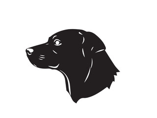 Black and White Line Art of a Dog's Profile in Bold Style. Illustration of a Dog Silhouette. 