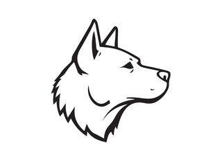 Black and White Line Art of a Dog's Profile in Bold Style. Illustration of a Dog Silhouette. 