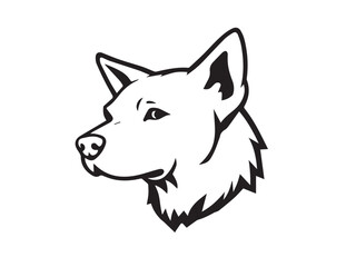 Black and White Line Art of a Dog's Profile in Bold Style. Illustration of a Dog Silhouette. 