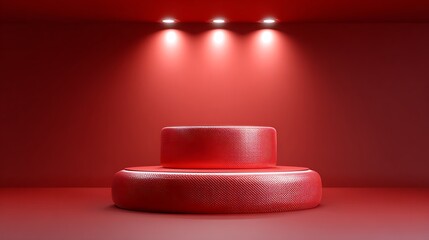 Simple red background with illuminated podium for product display