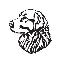 Black and White Line Art of a Dog's Profile in Bold Style. Illustration of a Dog Silhouette. 