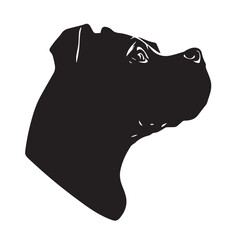 Black and White Line Art of a Dog's Profile in Bold Style. Illustration of a Dog Silhouette. 