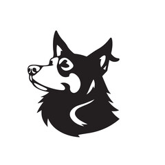 Black and White Line Art of a Dog's Profile in Bold Style. Illustration of a Dog Silhouette. 