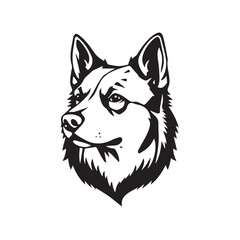 Black and White Line Art of a Dog's Profile in Bold Style. Illustration of a Dog Silhouette. 