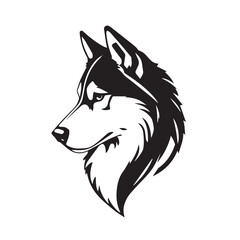 Black and White Line Art of a Dog's Profile in Bold Style. Illustration of a Dog Silhouette. 