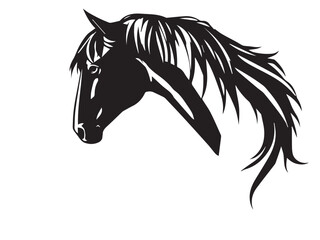 Horse head silhouette on white background. Horse head icon. Horse head silhouette. Stylized Horse logo.	