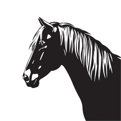 Horse head silhouette on white background. Horse head icon. Horse head silhouette. Stylized Horse logo.	