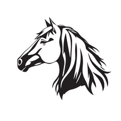 Horse head silhouette on white background. Horse head icon. Horse head silhouette. Stylized Horse logo.	