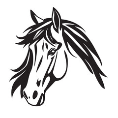 Horse head silhouette on white background. Horse head icon. Horse head silhouette. Stylized Horse logo.	