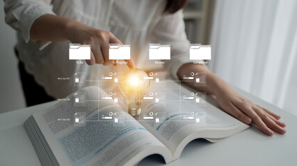 Task workflow system showing document progress through stages. Task tracking improves productivity, ensures visibility, task tracking supports planning, and task tracking manages status. Latch