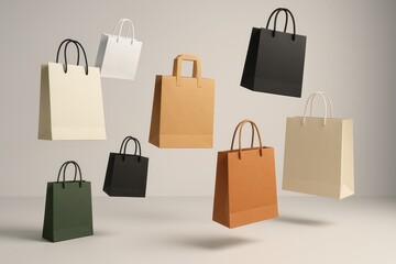 A stylish and creative showcase of various shopping bag designs, offering inspiration for retail branding, packaging, and promotional materials.