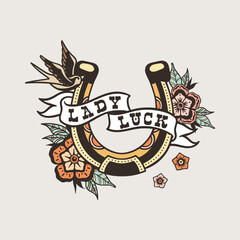 Lady Luck Horseshoe Floral Graphic