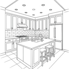 Modern Kitchen Design Blueprint for Home Renovation