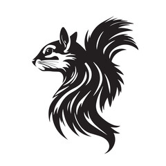 Fototapeta premium Squirrel's head silhouette. Black and White Squirrel Illustration. Squirrel Head Logo Design. 