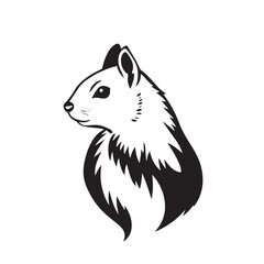 Fototapeta premium Squirrel's head silhouette. Black and White Squirrel Illustration. Squirrel Head Logo Design. 