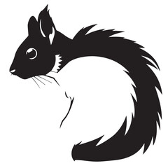Fototapeta premium Silhouette of a Squirrel in a Stylized Artistic Black and White Design. Illustration of a Squirrel Silhouette.
