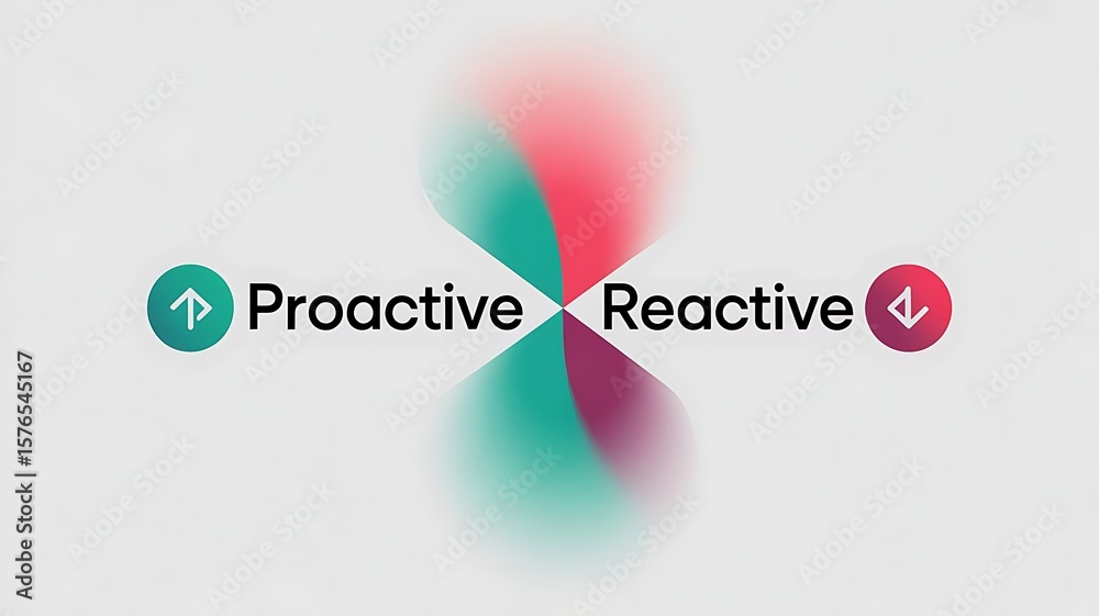 Fototapete proactive and reactive is shown using the text with both side different colors and both have logo im