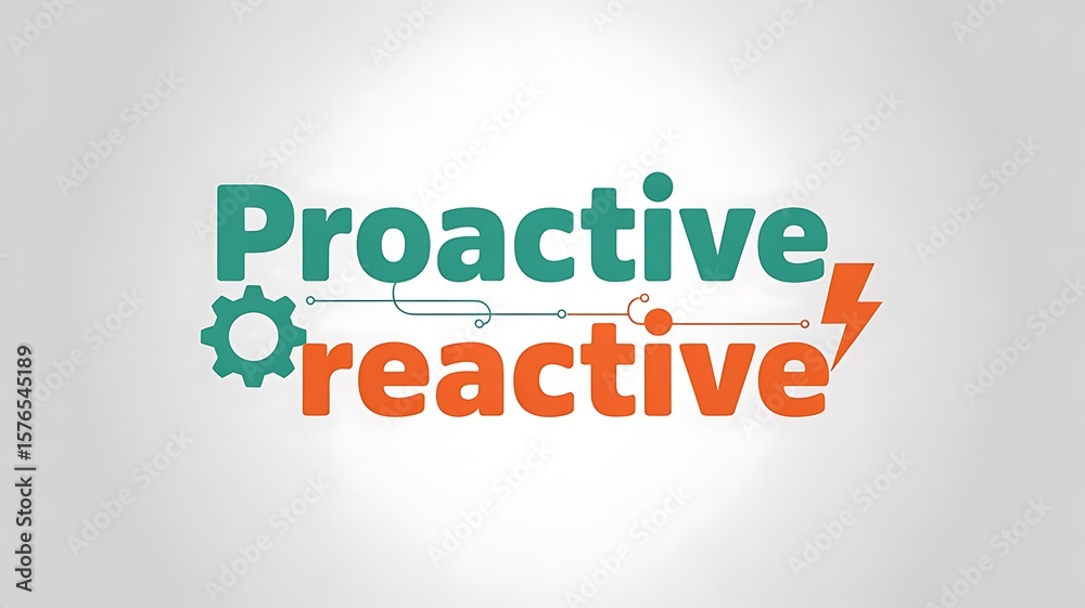 Fototapete proactive and reactive is shown using the text with both side different colors and both have logo im