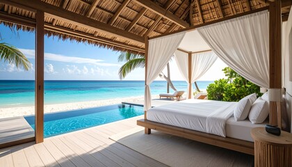 Fototapeta premium Beachfront Villa with Infinity Pool