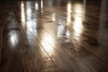 Polished Wood Floor with Studio Reflections