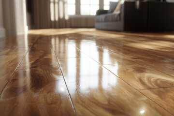 Polished Wood Floor with Studio Reflections