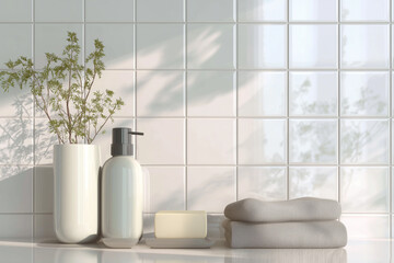 Glossy White Ceramic Tile Wall with Natural Reflections