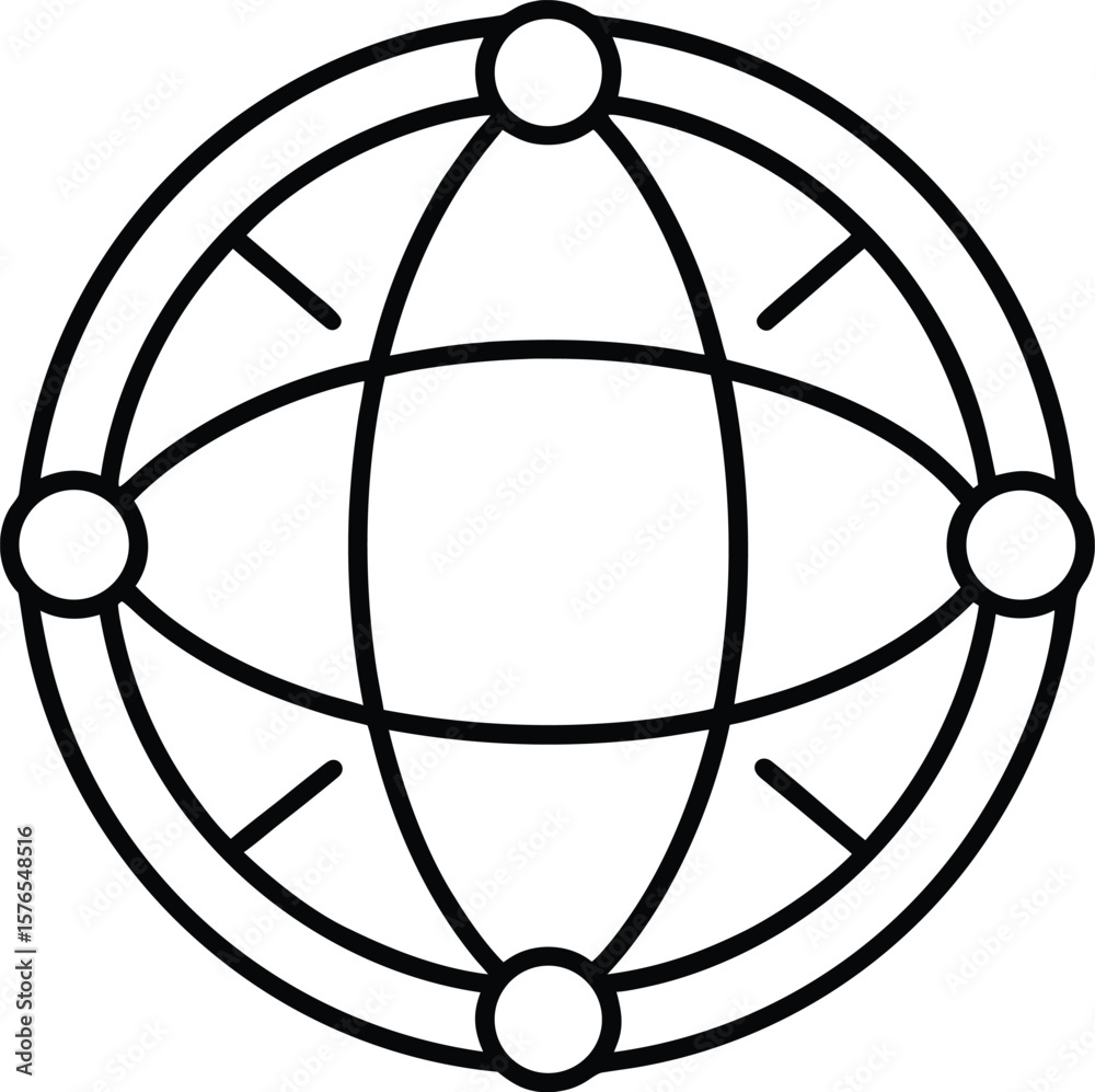 Poster global network connection line icon with interconnected lines isolated on transparent background