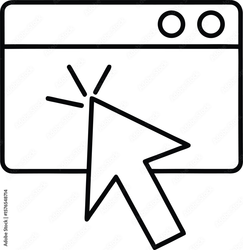 Aufkleber line icon of a mouse pointer clicking on a webpage isolated on transparent background