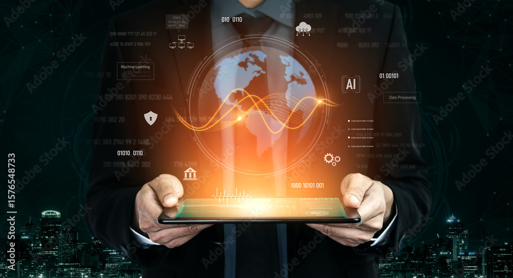 Poster global ai and data processing system enhances data, ai, and processing efficiency through digital ne