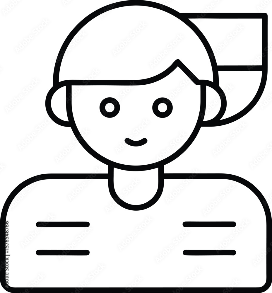 Poster line icon of a user avatar with accompanying code lines isolated on transparent background
