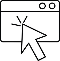 Line icon of a mouse pointer clicking on a webpage isolated on transparent background