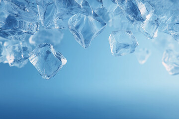 Crystal Clear Ice Surface with Soft Blue Lighting