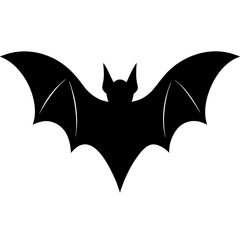 Black bat silhouette isolated on white background