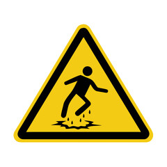 Warning sign for slippery floor hazard isolated on white background