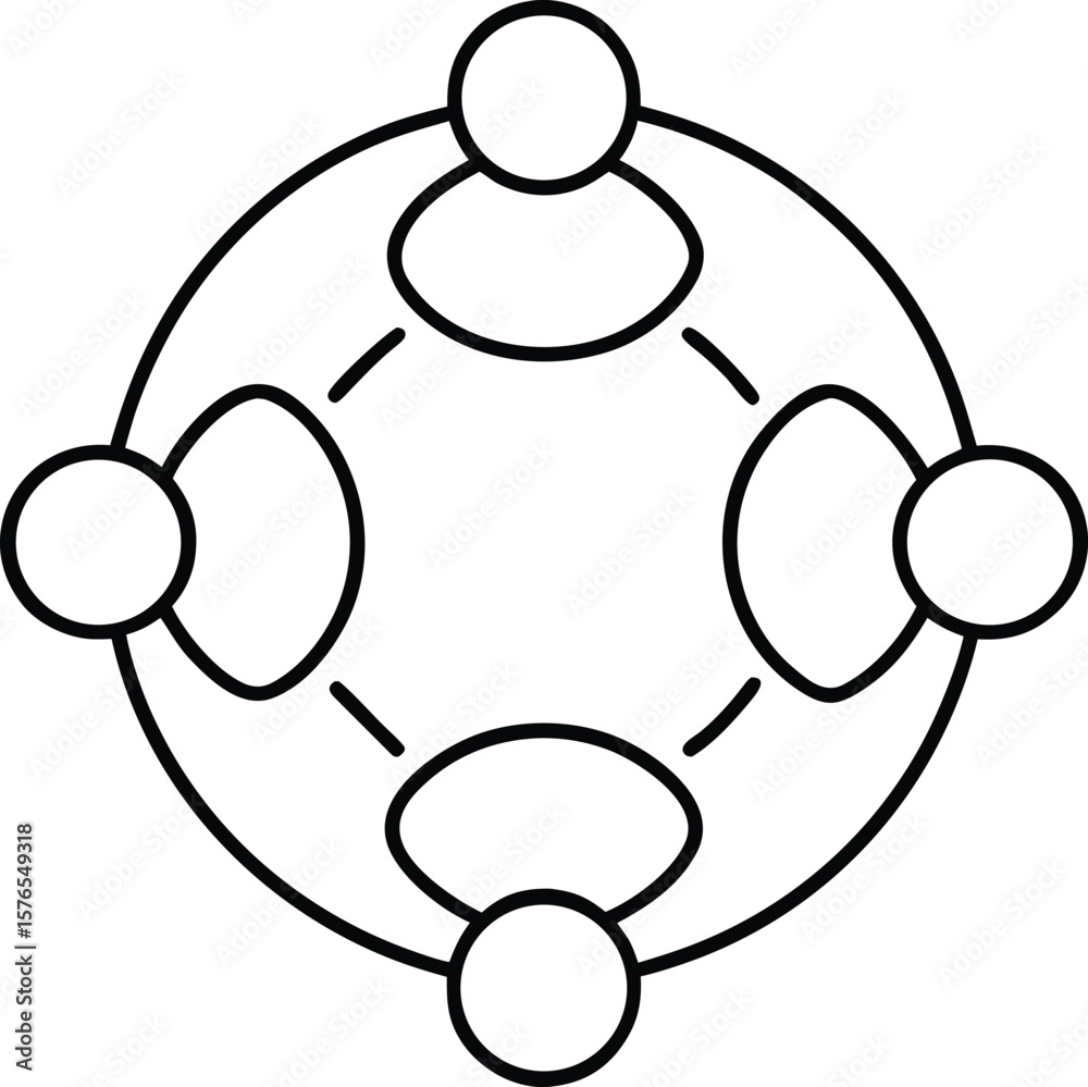 Poster abstract representation of connected people in a circular flow symbolizing teamwork and collaboratio
