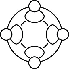Abstract representation of connected people in a circular flow symbolizing teamwork and collaboration isolated on transparent background