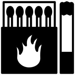 Match Box glyph icon, mini illustration for relaxation, party, pubs and bars UI, UX kit, app and web development, digital or print.