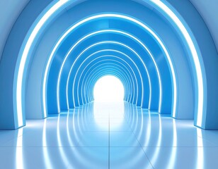 Futuristic blue archway tunnel