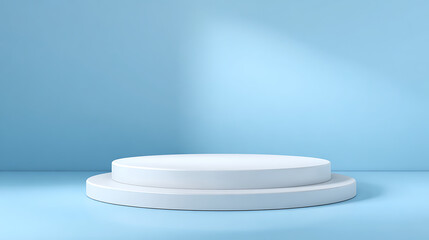 white podium on blue background