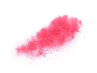 Crushed eye shadow isolated on white, top view. Makeup product