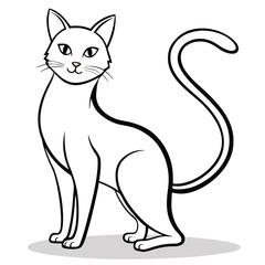 Graceful Cat Pose – Simple Line Drawing