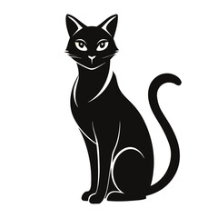 Elegant Cat Silhouette Vector Isolated on White