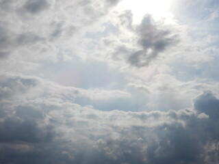 Storm clouds, highlighted by the sun, forming over Lancaster County, Pennsylvania. Cloudscape.