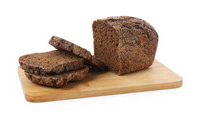 Cut fresh rye bread isolated on white