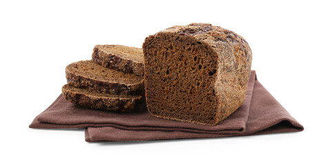 Cut fresh rye bread isolated on white