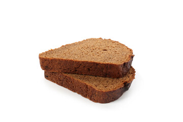 Slices of rye bread isolated on white