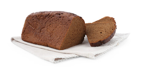 Cut fresh rye bread isolated on white