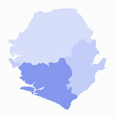 Sierra Leone dotted map. Digital style map of the country on white background. Sierra Leone shape with circle dots. Colored dots style. Small size circles. Plain vector illustration.