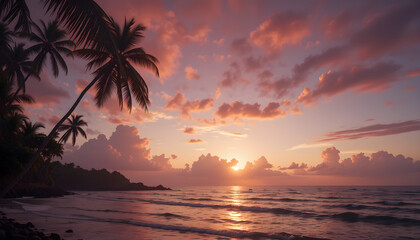 Scenic Sunset Over Ocean Horizon with Colorful Sky – High Resolution Nature Landscape